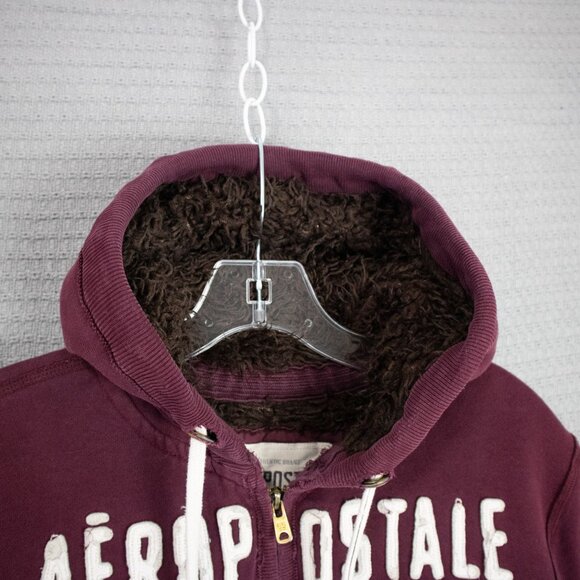 Y2K Aeropostale Fur lined zip up hoodie sweatshirt - Picture 5 of 13